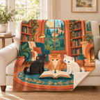 The Book Club blanket, on a sofa