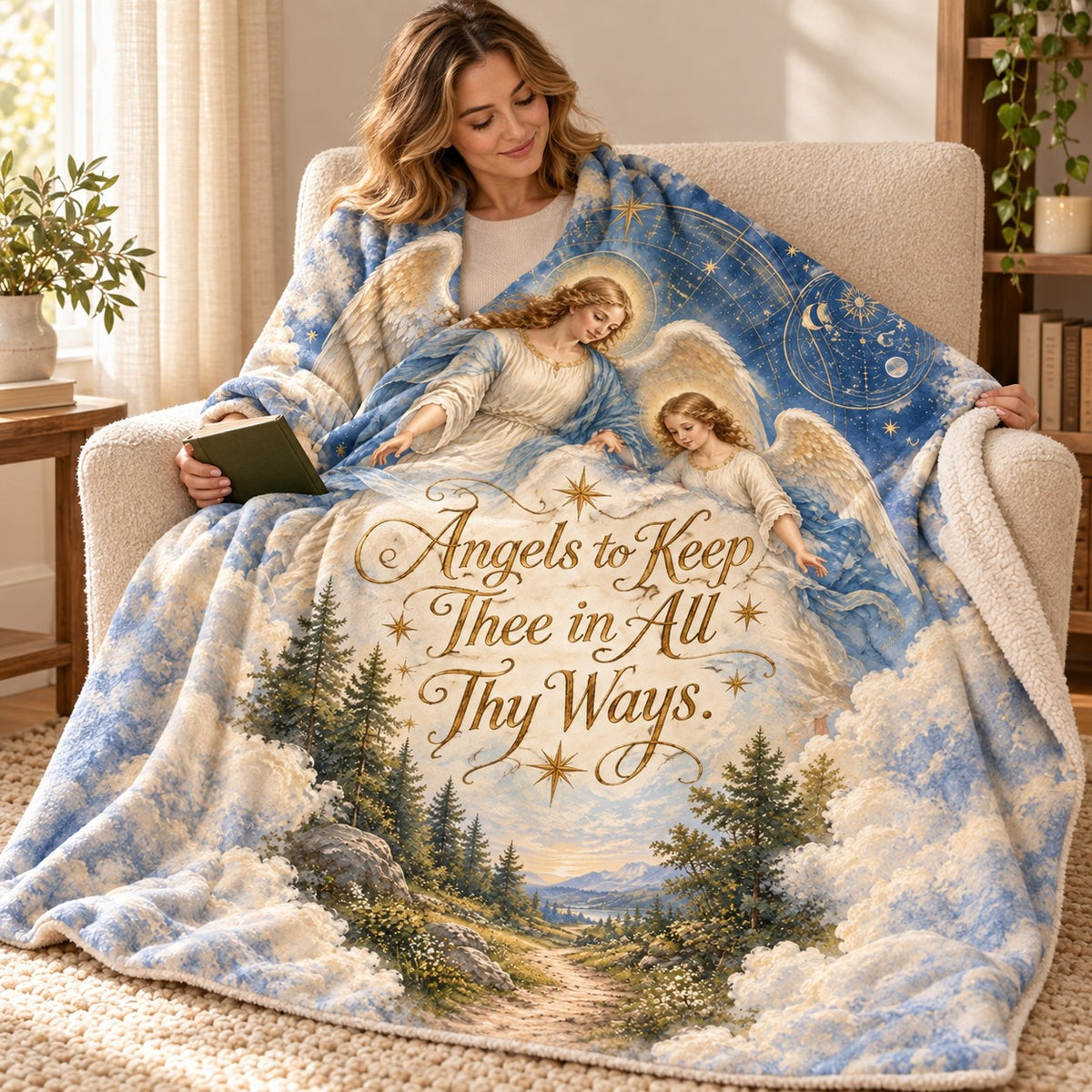 Angels to Keep Thee in All Thy Ways. blanket, wrapped around a reader