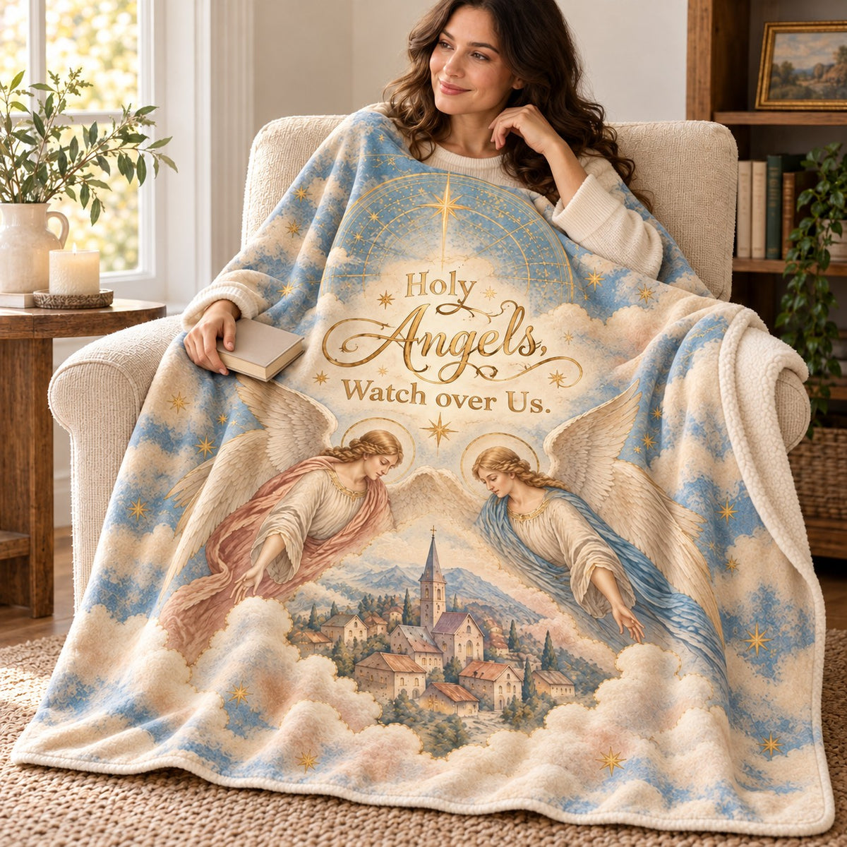 Holy Angels, Watch over Us. blanket, wrapped around a reader