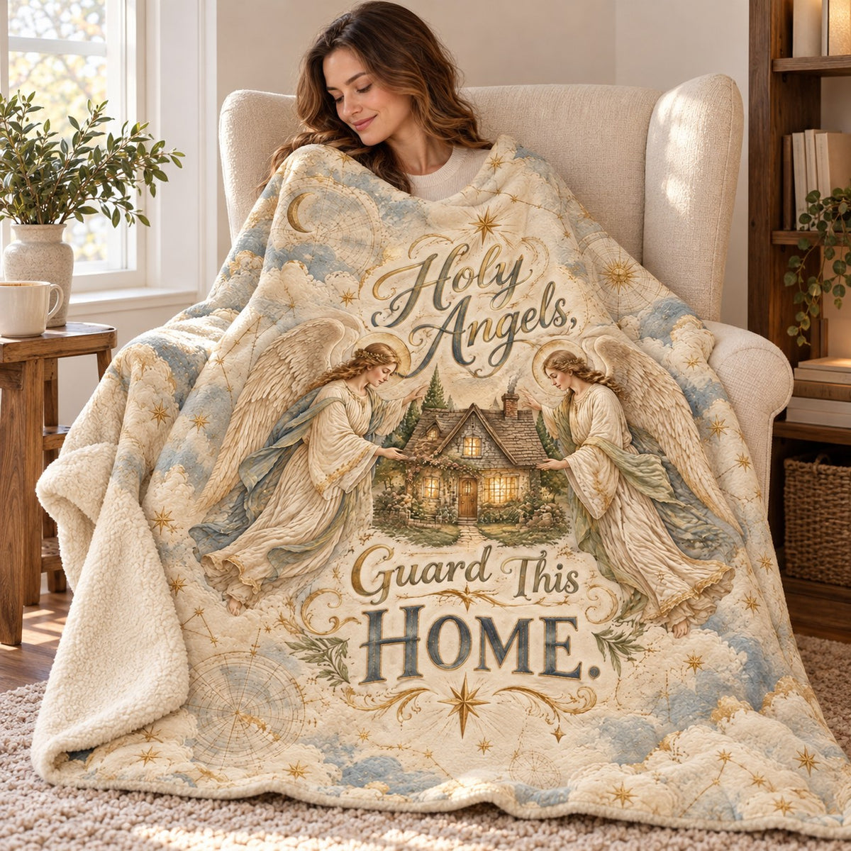 Holy Angels, Guard This Home. blanket, wrapped around a reader