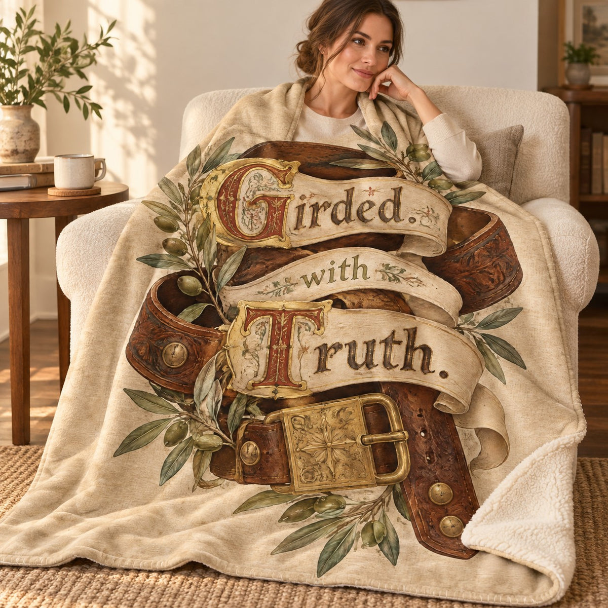 Girded with Truth. blanket, wrapped around a reader