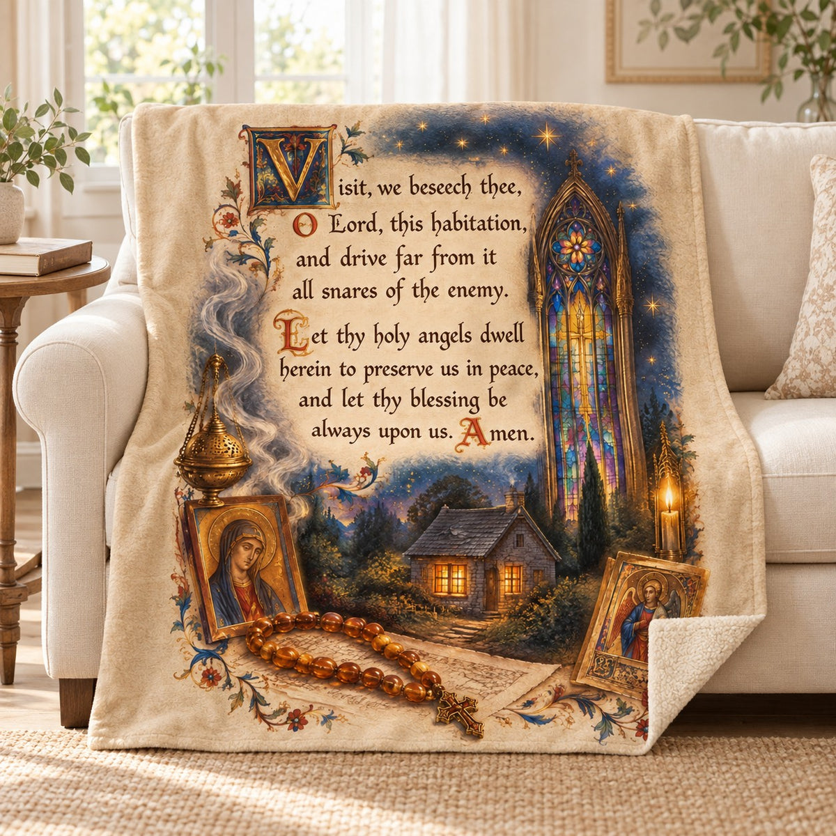 Visit, We Beseech Thee, O Lord, This Habitation blanket, on a sofa