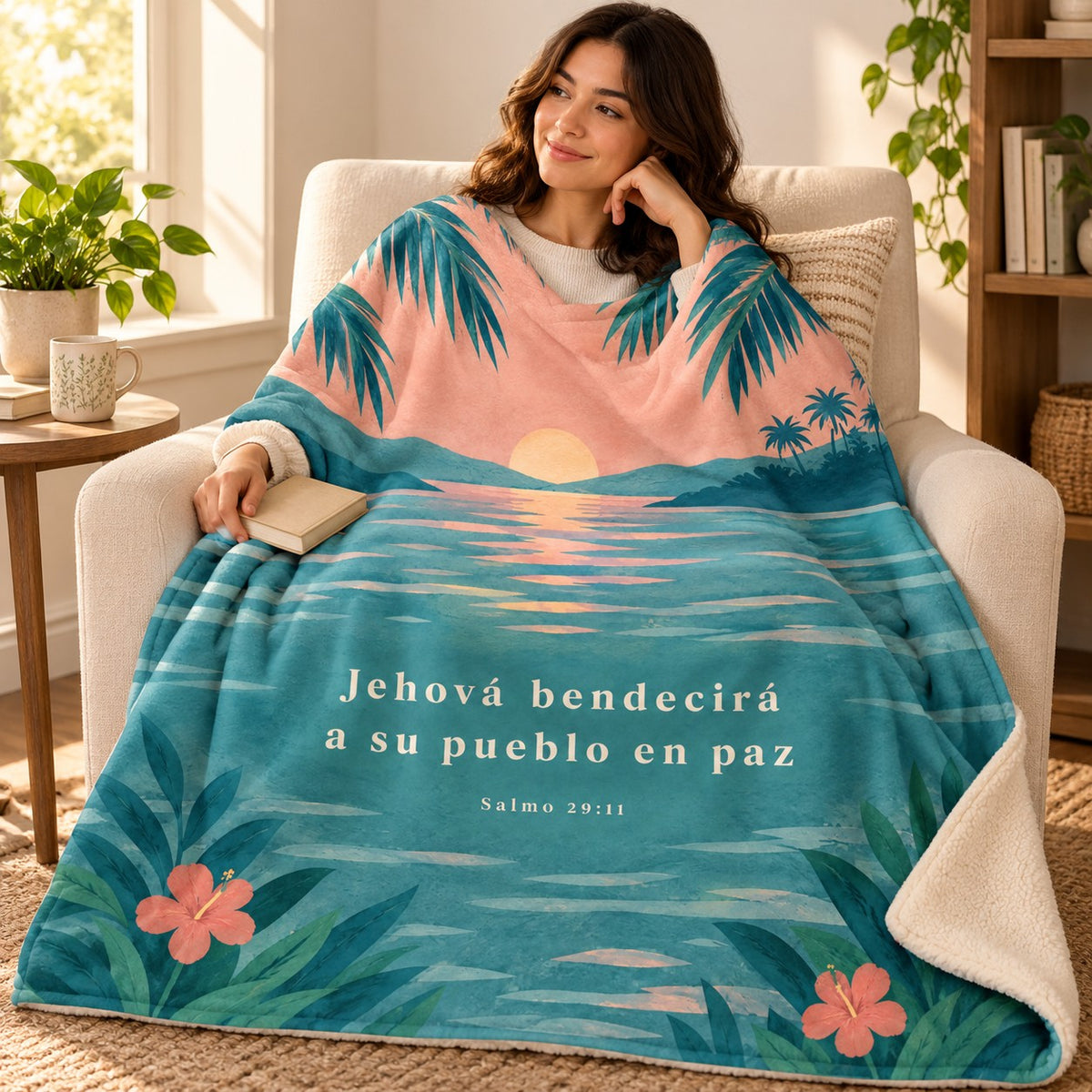 Jehová bendecirá
a su pueblo en paz blanket, wrapped around a reader
