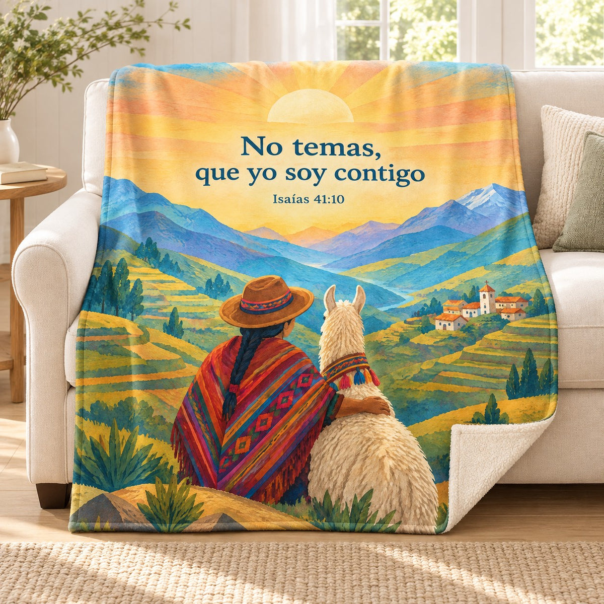 No temas,
que yo soy contigo blanket, on a sofa