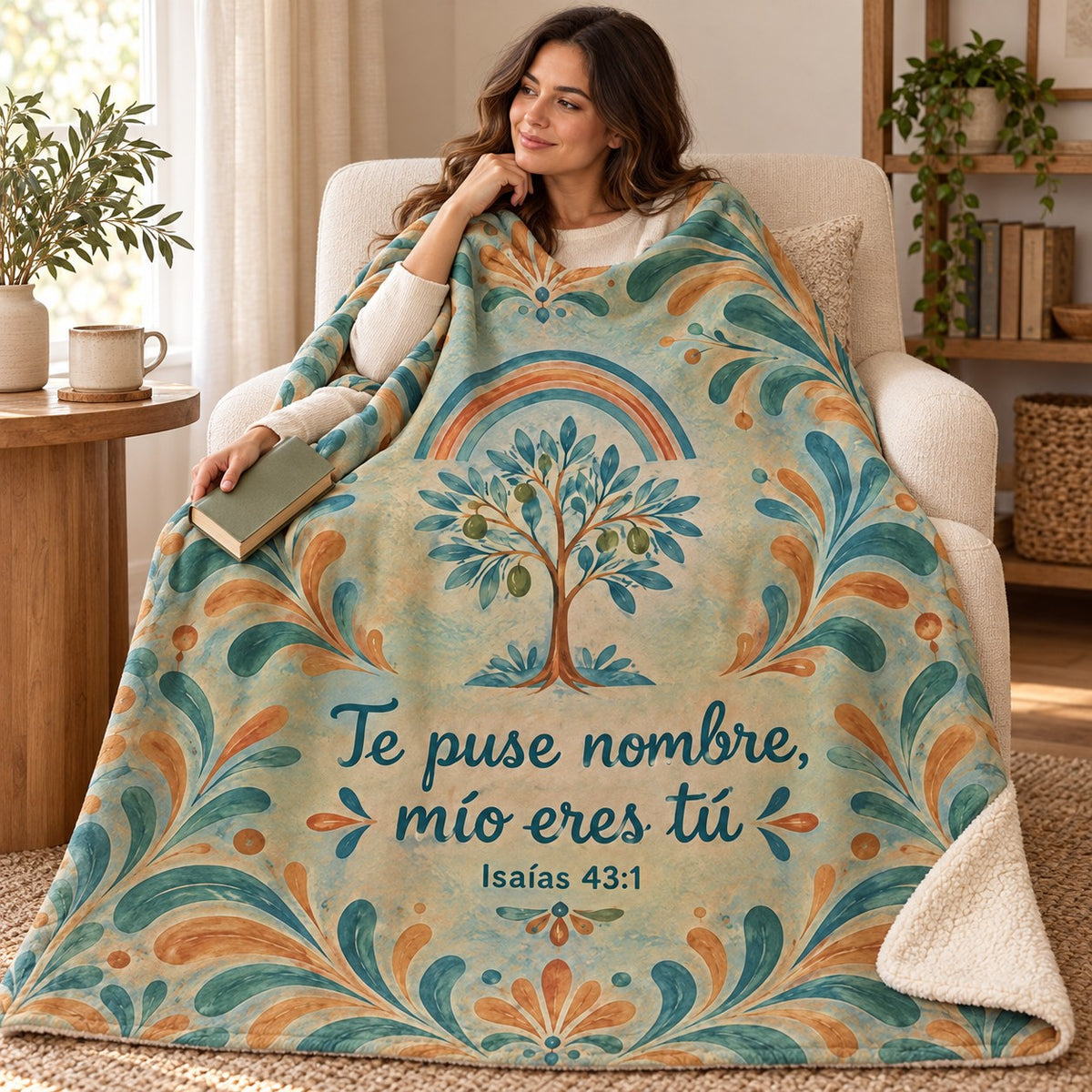 Te puse nombre,
mío eres tú blanket, wrapped around a reader