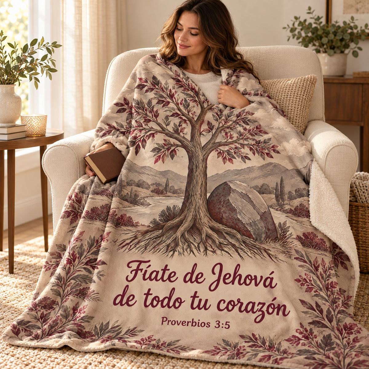 Fíate de Jehová
de todo tu corazón blanket, wrapped around a reader