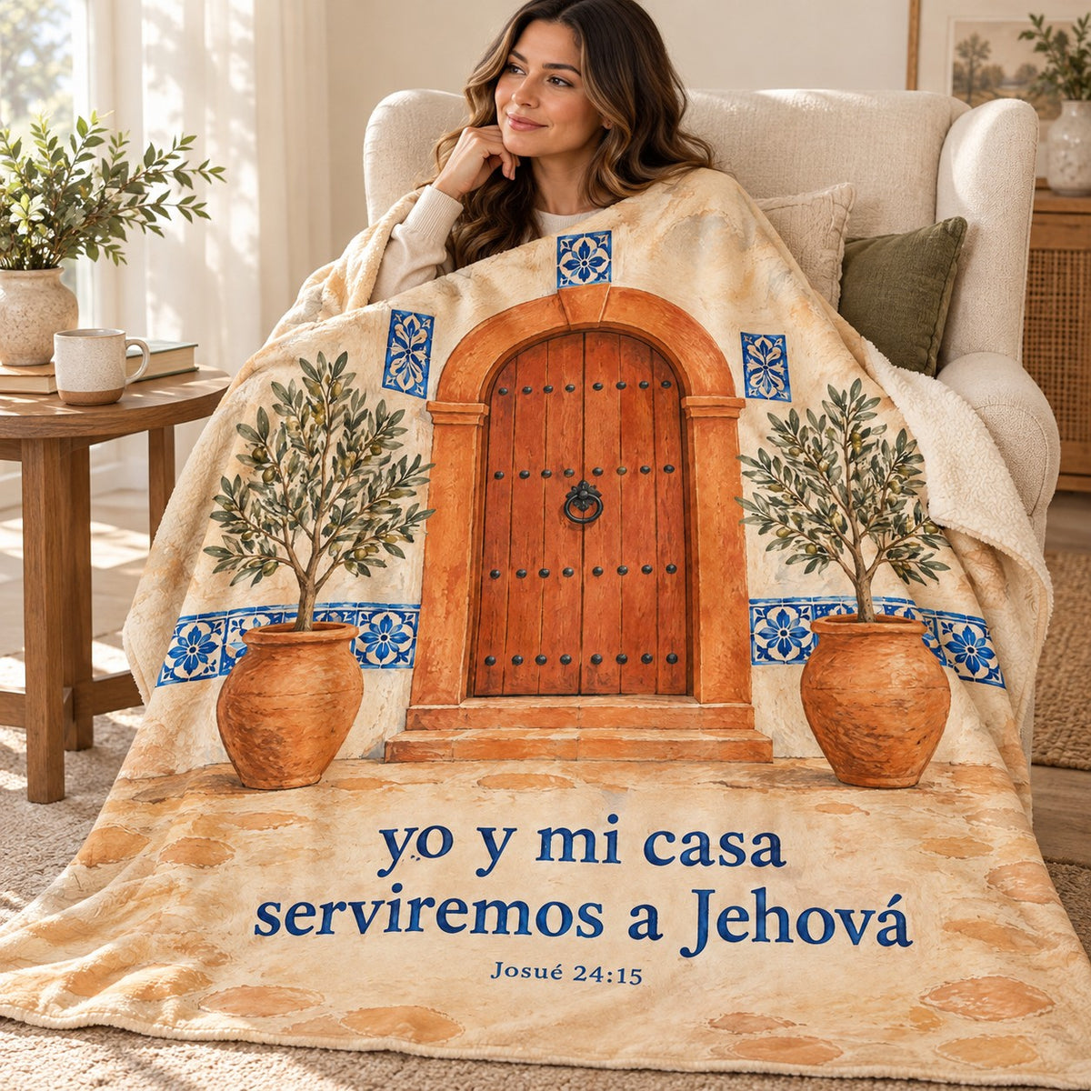 yo y mi casa
serviremos a Jehová blanket, wrapped around a reader