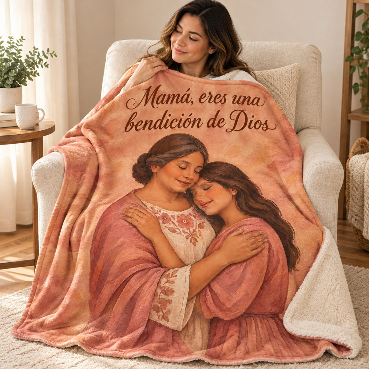 Mamá, eres una
bendición de Dios blanket, wrapped around a reader