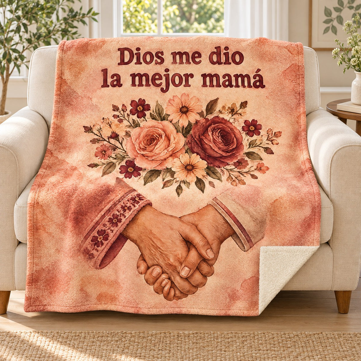 Dios me dio
la mejor mamá blanket, on a sofa