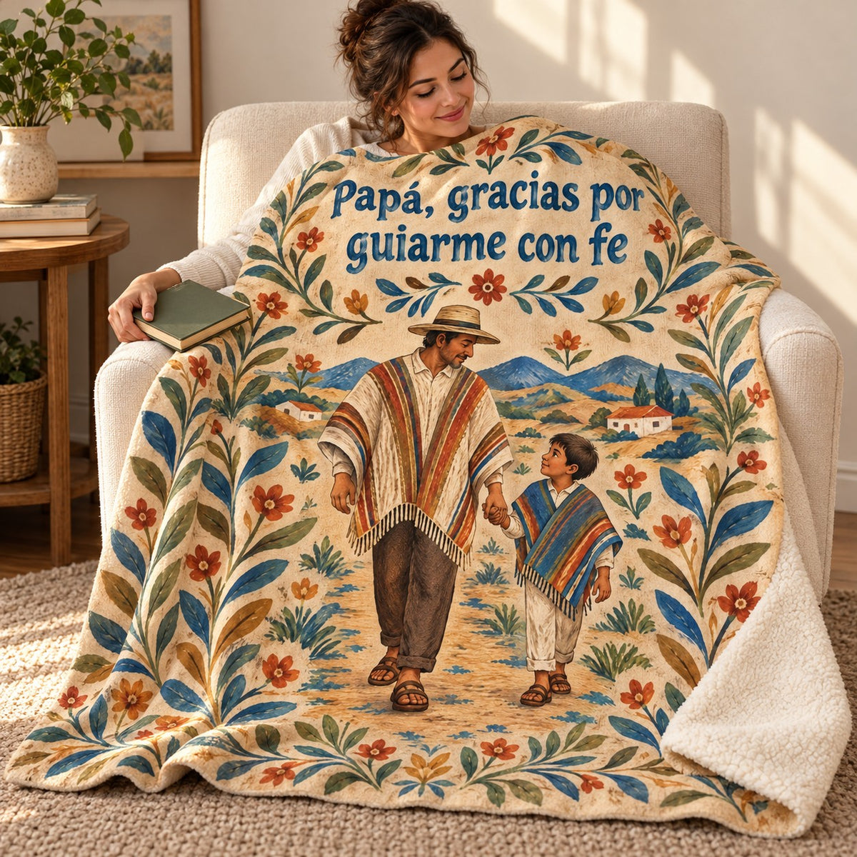 Papá, gracias por
guiarme con fe blanket, wrapped around a reader