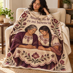 Abuela, tu fe
es mi herencia blanket, wrapped around a reader