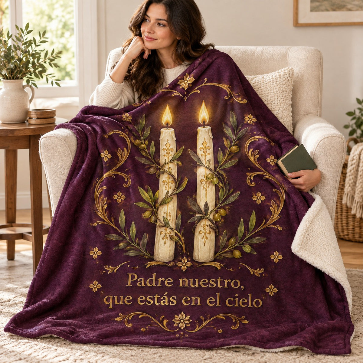 Padre nuestro,
que estás en el cielo blanket, wrapped around a reader