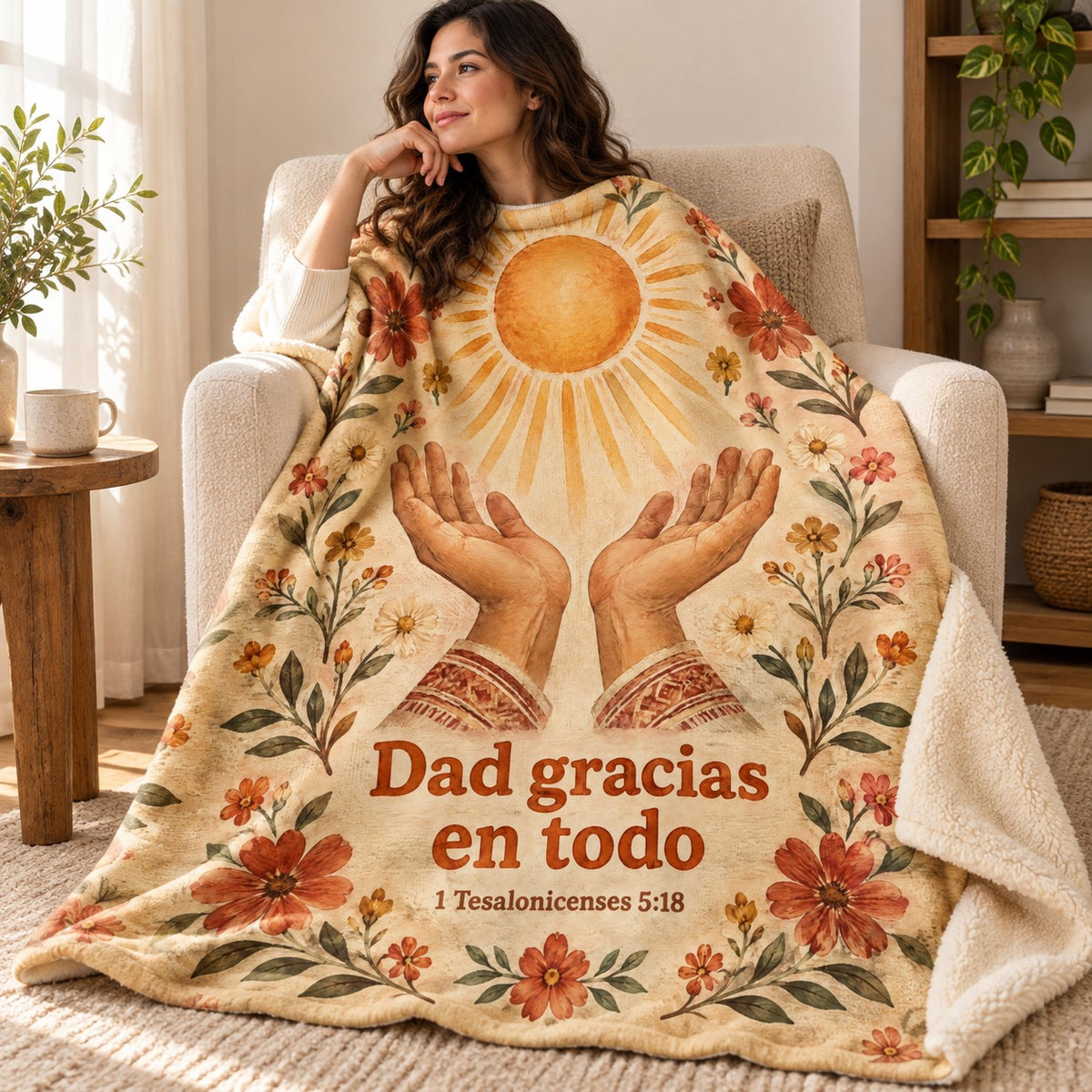 Dad gracias
en todo blanket, wrapped around a reader