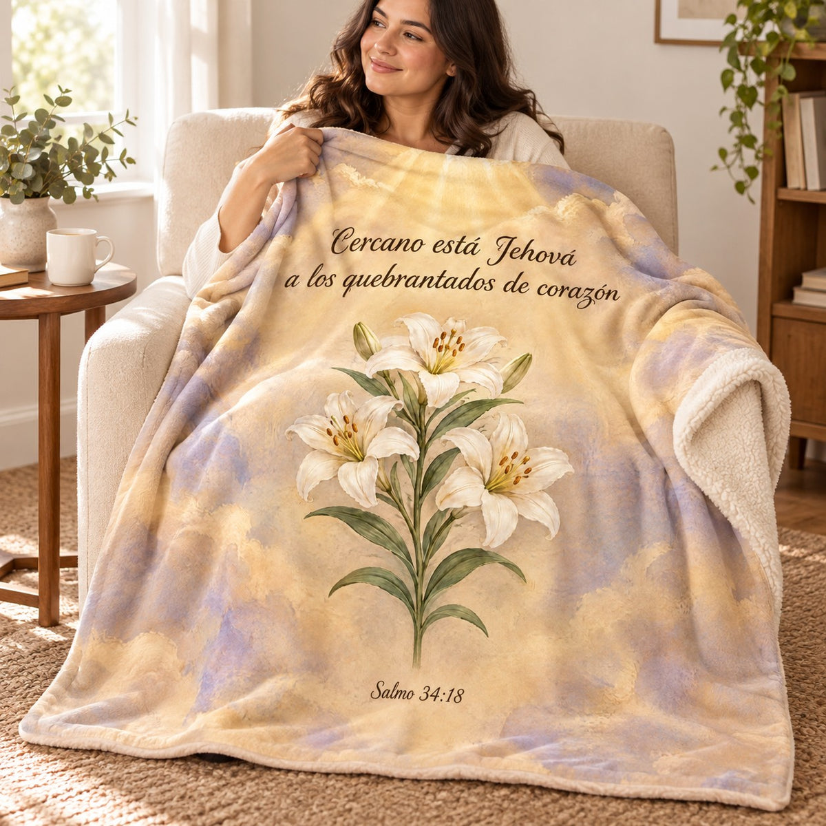 Cercano está Jehová
a los quebrantados de corazón blanket, wrapped around a reader