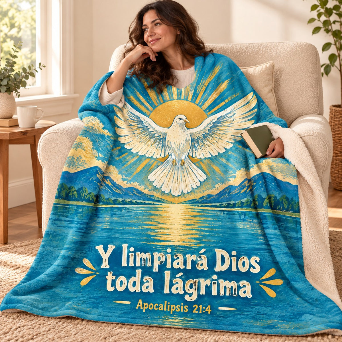 Y limpiará Dios
toda lágrima blanket, wrapped around a reader