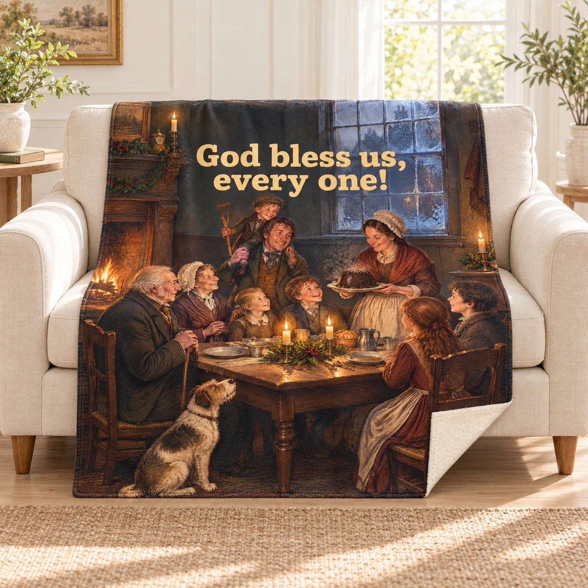 God bless us, every one! blanket, on a sofa