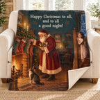 Christmas Hearth blanket, on a sofa