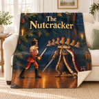 The Nutcracker blanket, on a sofa