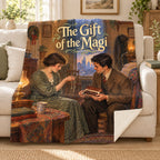 The Gift of the Magi blanket, on a sofa
