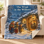 The Wind in the Willows blanket, on a sofa