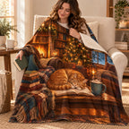 Ginger Cat Christmas blanket, wrapped around a reader