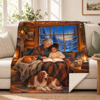 Cabin Reading Nook blanket, on a sofa