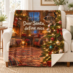 Dear Santa, define nice. blanket, on a sofa