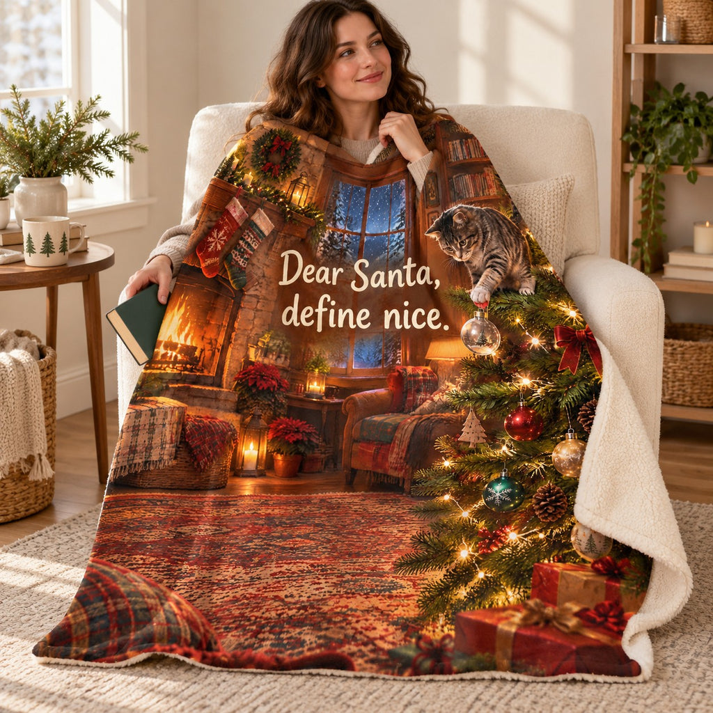 Dear Santa, define nice. blanket, wrapped around a reader