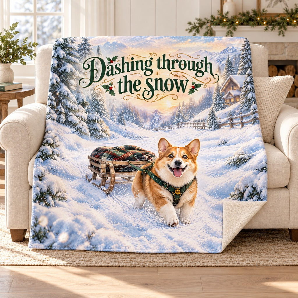 Dashing through the snow blanket, on a sofa