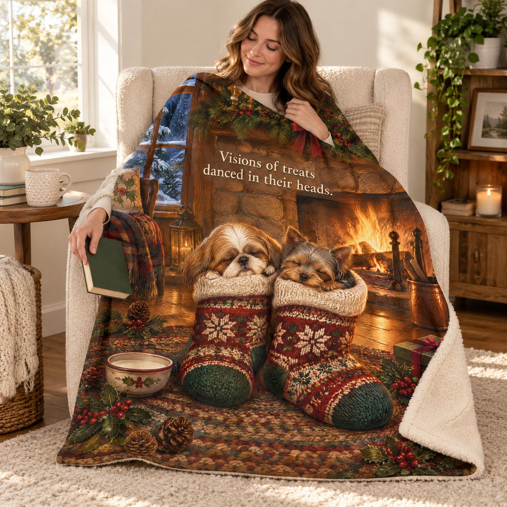 Dreaming of Treats blanket, wrapped around a reader