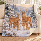 Snowfall Deer blanket, on a sofa