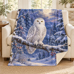 Moonlit Snowy Owl blanket, on a sofa