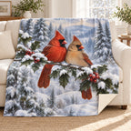 Holly Cardinals blanket, on a sofa