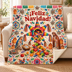 ¡Feliz Navidad! blanket, on a sofa