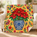 Talavera Nochebuena blanket, on a sofa