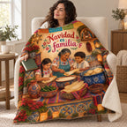 Navidad es familia blanket, wrapped around a reader