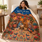 Noche de paz blanket, wrapped around a reader