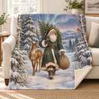 Forest Saint Nicholas blanket, on a sofa