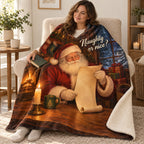 Naughty or nice? blanket, wrapped around a reader