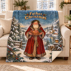 Father Christmas blanket, on a sofa