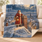 Moonlit Santa blanket, on a sofa