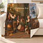 Christmas Eve blanket, on a sofa