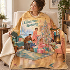 Christmas Morning blanket, wrapped around a reader