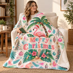 Merry Christmas blanket, wrapped around a reader