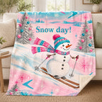 Snow day! blanket, on a sofa