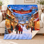 Merry Christmas blanket, on a sofa