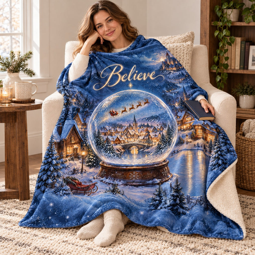 Believe blanket, wrapped around a reader