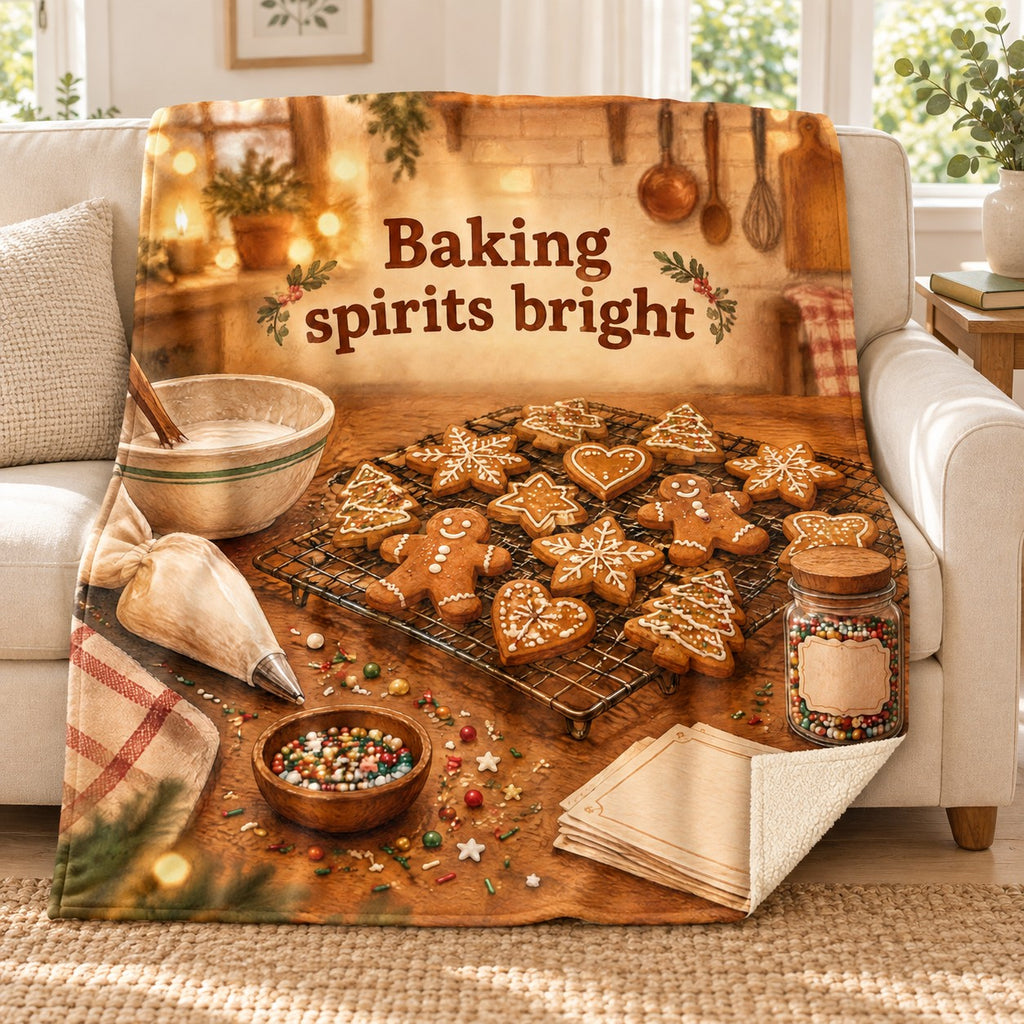 Baking spirits bright blanket, on a sofa