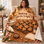 Baking spirits bright blanket, wrapped around a reader