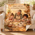 Made with love in Grandma's kitchen blanket, on a sofa